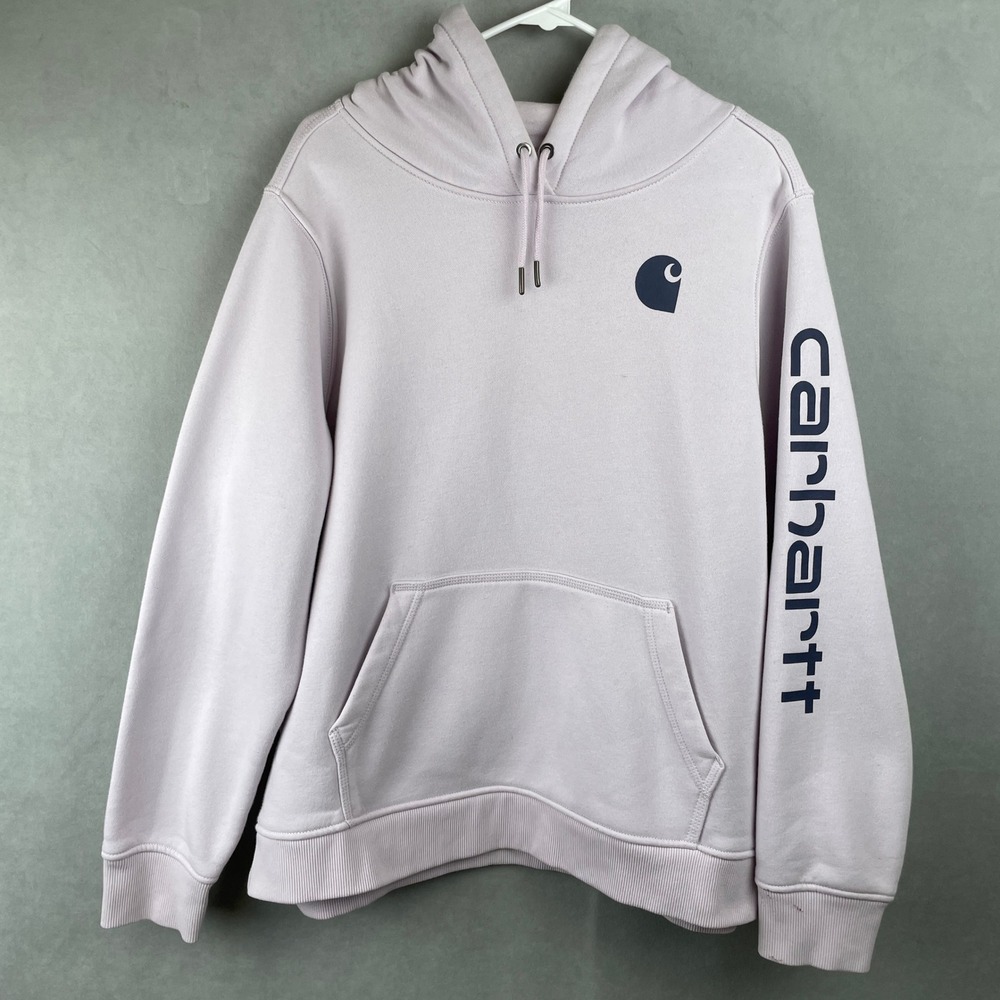 Carhartt Relaxed Fit Logo Hoodie Lavender Purple Womens XXL Lounge Rugged Fleece
